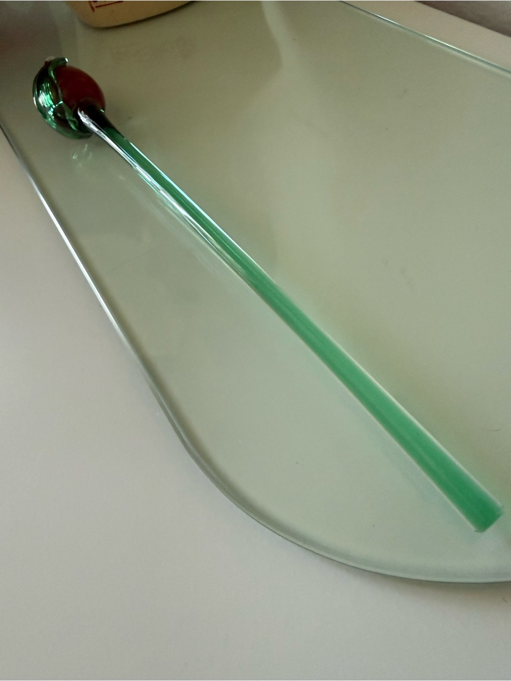 Art Glass Red & Green long 14” Czech Repablic